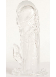 Прозрачная гелевая насадка с клиторальным отростком - 13 см. - Toyfa Basic - в Воронеже купить с доставкой