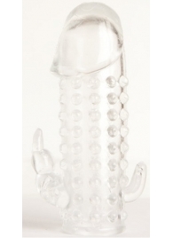 Гелевая прозрачная насадка с 2 отростками - 13 см. - Toyfa Basic - в Воронеже купить с доставкой