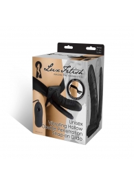 Полый страпон с двумя отростками и вибрацией Unisex Vibrating Hollow Strap-On Double Penetrating Dildo - 17,8 см. - Lux Fetish - купить с доставкой в Воронеже