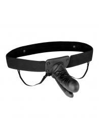 Полый страпон с двумя отростками и вибрацией Unisex Vibrating Hollow Strap-On Double Penetrating Dildo - 17,8 см. - Lux Fetish - купить с доставкой в Воронеже