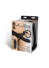 Чёрный полый страпон с вибрацией Unisex Vibrating Hollow Strap-On - 14 см. - Lux Fetish - купить с доставкой в Воронеже