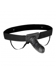Чёрный полый страпон с вибрацией Unisex Vibrating Hollow Strap-On - 14 см. - Lux Fetish - купить с доставкой в Воронеже