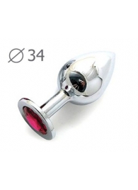 Коническая серебристая анальная втулка с малиновым кристаллом - 8,2 см. - Anal Jewelry Plug - купить с доставкой в Воронеже