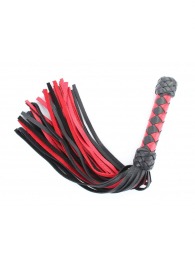 Черно-красная клеть с плетеной ручкой с ромбовидным узором - 45 см. - БДСМ Арсенал - купить с доставкой в Воронеже