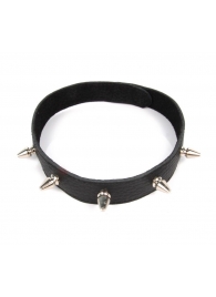 Черный ошейник на липучке с металлическими шипами - Notabu - купить с доставкой в Воронеже