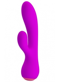 Лиловый вибратор Zachary с клиторальным стимулятором - 17,8 см. - Baile