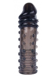 Черная насадка на пенис с пупырышками - 15 см. - Sex Expert - в Воронеже купить с доставкой