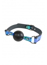 Кляп-шарик на чёрно-синих ремешках - Sitabella - купить с доставкой в Воронеже