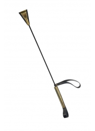 Черно-золотистый стек с хлопушкой из кожи - 62 см. - Sitabella - купить с доставкой в Воронеже