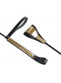 Черно-золотистый стек с хлопушкой из кожи - 62 см. - Sitabella - купить с доставкой в Воронеже