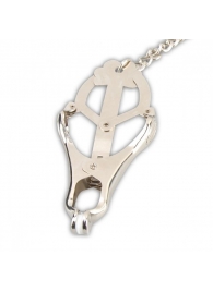 Металлические зажимы на соски в форме клевера с цепочкой - Lux Fetish - купить с доставкой в Воронеже