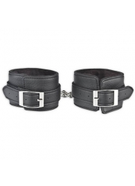 Черные фиксаторы для ног на цепи с мехом внутри - Lux Fetish - купить с доставкой в Воронеже