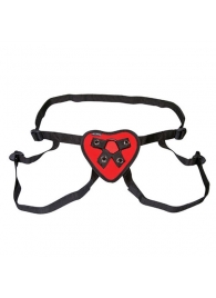 Трусики с красным сердечком для страпона - Lux Fetish - купить с доставкой в Воронеже