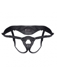 Черные трусики для страпона из патентованной кожи - Lux Fetish - купить с доставкой в Воронеже