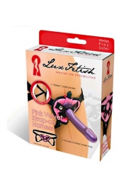 Черно-розовые плюшевые трусики для страпона - Lux Fetish - купить с доставкой в Воронеже