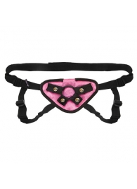 Черно-розовые плюшевые трусики для страпона - Lux Fetish - купить с доставкой в Воронеже