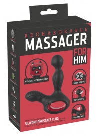 Черный вибромассажер простаты с нагревом и ротацией Prostate Plug - 14,5 см. - Orion - в Воронеже купить с доставкой