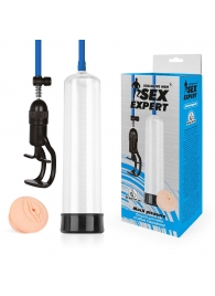 Прозрачная вакуумная помпа Sex Expert с насадкой-вагиной - Sex Expert - в Воронеже купить с доставкой