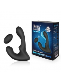 Черный силиконовый вибромассажер простаты с пультом ДУ - Sex Expert - в Воронеже купить с доставкой