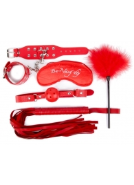 Набор красных БДСМ-аксессуаров из 5 предметов - Notabu - купить с доставкой в Воронеже