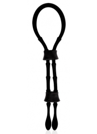 Черное силиконовое эрекционное кольцо-лассо с двумя утяжками - Sex Expert - в Воронеже купить с доставкой