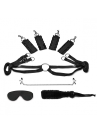 Черный набор БДСМ для фиксации на кровати - Lux Fetish - купить с доставкой в Воронеже
