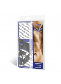 Комбинированное двойное кольцо с разделителем для мошонки и поводком - BlueLine - купить с доставкой в Воронеже