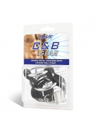 Двойное металлическое кольцо на пенис с замком на ремне - BlueLine - купить с доставкой в Воронеже