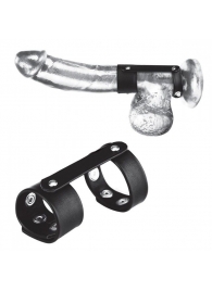 Двойной поддерживаюший ремень для пениса с заклепками - BlueLine - купить с доставкой в Воронеже