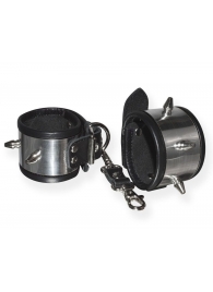 Серебристо-черные наручники с шипами и металлическим блеском - Sitabella - купить с доставкой в Воронеже