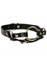 Кляп-кольцо на чёрных кожаных ремешках с застёжкой - Sitabella - купить с доставкой в Воронеже