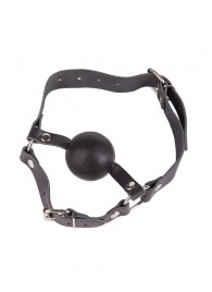Чёрный кляп-шар на кожаных ремешках с пряжкой - Sitabella - купить с доставкой в Воронеже