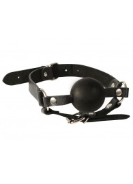 Чёрный кляп-шар на кожаных ремешках с пряжкой - Sitabella - купить с доставкой в Воронеже
