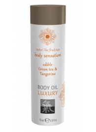 Съедобное массажное масло с ароматом зеленого чая и мандарина - 75 мл. - Shiatsu - купить с доставкой в Воронеже