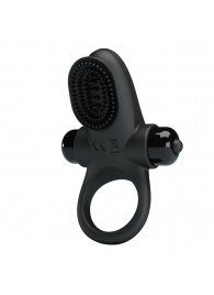 Черное эрекционное виброкольцо в клиторальной щеточкой Vibrant Penis Ring II - Baile - в Воронеже купить с доставкой