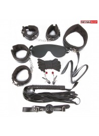 Большой игровой набор БДСМ: наручники, оковы, маска, кляп, плеть, ошейник с поводком, верёвка, зажимы для сосков - Notabu - купить с доставкой в Воронеже