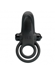 Черное силиконовое эрекционное кольцо с вибрацией и подхватом мошонки - Baile - в Воронеже купить с доставкой