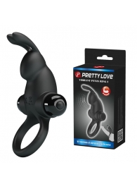 Черное эрекционное кольцо с выступом-зайчиком для стимуляции клитора - Baile - в Воронеже купить с доставкой