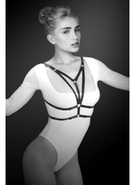 Черная упряжь на грудь Laura - Bijoux Pour Toi - купить с доставкой в Воронеже