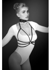 Черная упряжь на грудь Julia - Bijoux Pour Toi - купить с доставкой в Воронеже