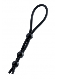 Черное лассо на пенис с тремя бусинами - A-toys - в Воронеже купить с доставкой