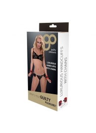 Красно-чёрные наручники на металлической цепочке - Blush Novelties - купить с доставкой в Воронеже