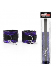 Фиолетово-черные наручники с карабинами - Notabu - купить с доставкой в Воронеже