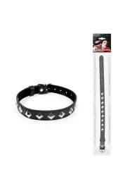 Черный ошейник с серебристыми ромбиками - Notabu - купить с доставкой в Воронеже