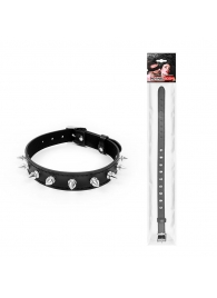 Черный ошейник с серебристыми шипами - Notabu - купить с доставкой в Воронеже