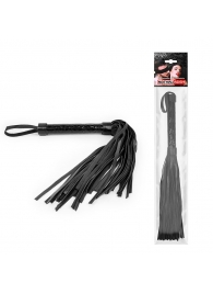 Черная многохвостовая плеть с круглой гладкой ручкой - 38 см. - Notabu - купить с доставкой в Воронеже