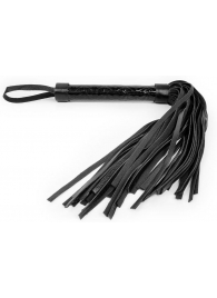 Черная многохвостовая плеть с круглой гладкой ручкой - 38 см. - Notabu - купить с доставкой в Воронеже