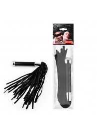 Черная многохвостая плетка с круглой ручкой с шариком на конце - 39 см. - Notabu - купить с доставкой в Воронеже