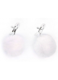 Зажимы для сосков с белым пушком - Notabu - купить с доставкой в Воронеже