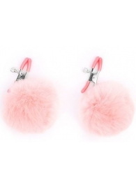 Зажимы для сосков с розовым пушком - Notabu - купить с доставкой в Воронеже